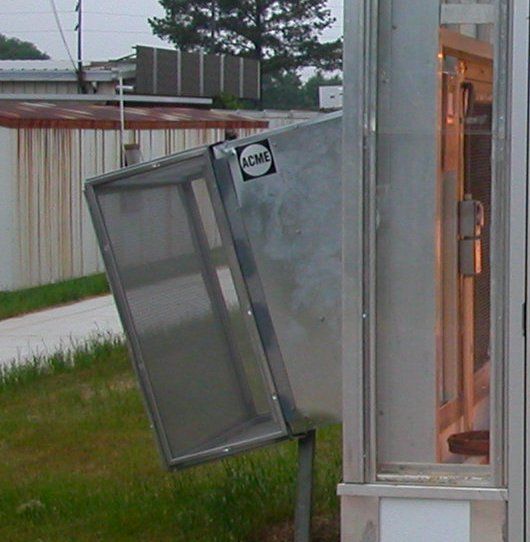 Insect screens placed over fan to keep air circulating in the greenhouse and greenhouse pests out.