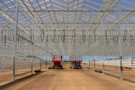 Construction workers follow commercial greenhouse designs closely to turn out good building results.