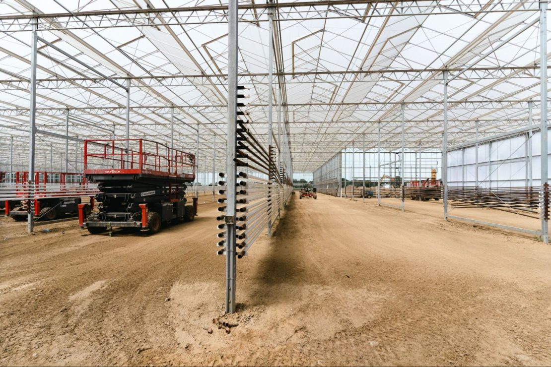 Vegetable greenhouse site under construction.