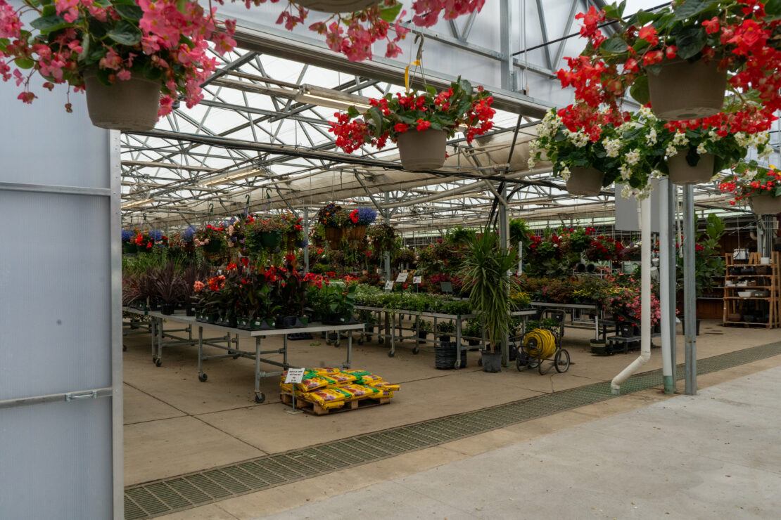 Sliding doors between transition areas that connect Vail greenhouses make it easy to close off a greenhouse when needed.