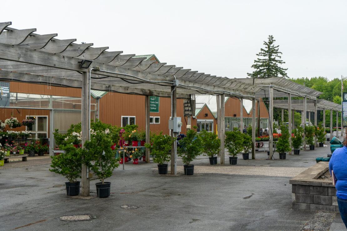 Main retail entrance from the road to Lowe's Greenhouse in Chagrin Falls, Ohio