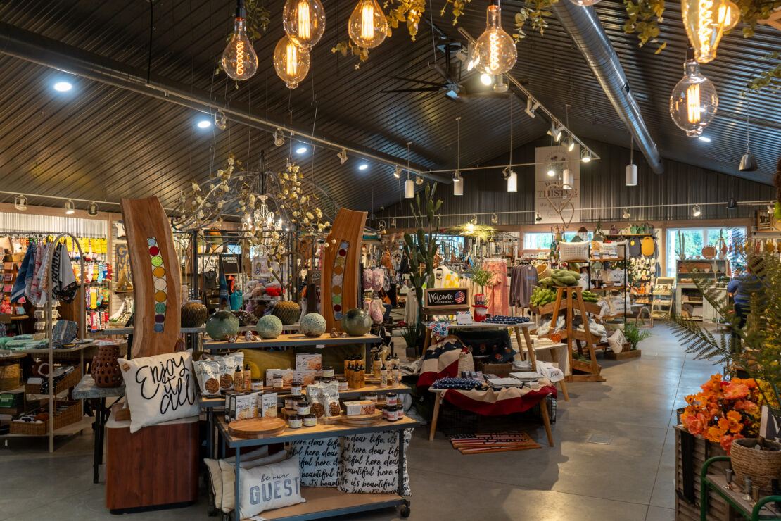 Insulated metal paneling comes in a variety of colors and works great for gift shops in retail garden centers.